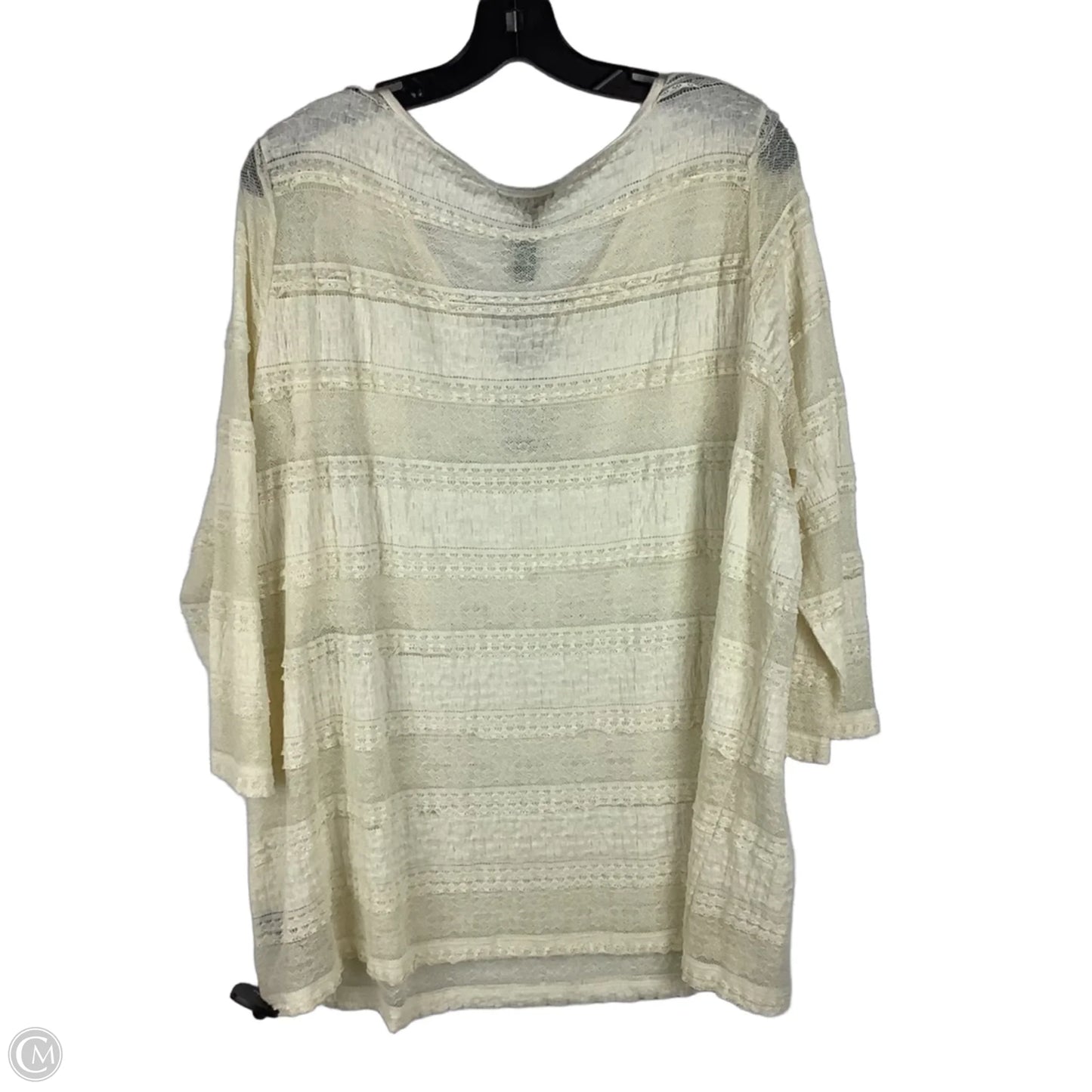 Top Long Sleeve By Lauren Jeans Co In Cream, Size: 3x