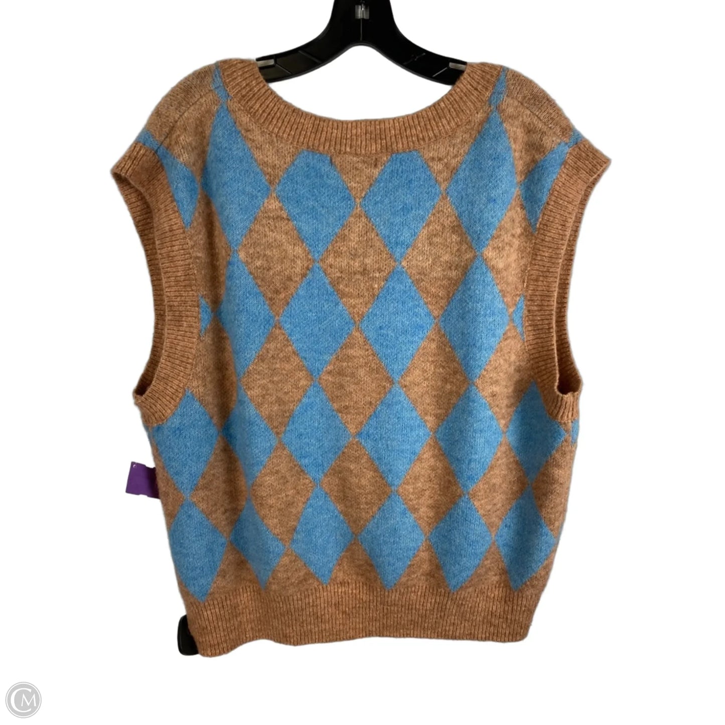 Vest Sweater By Ces Femme In Blue & Brown, Size: L