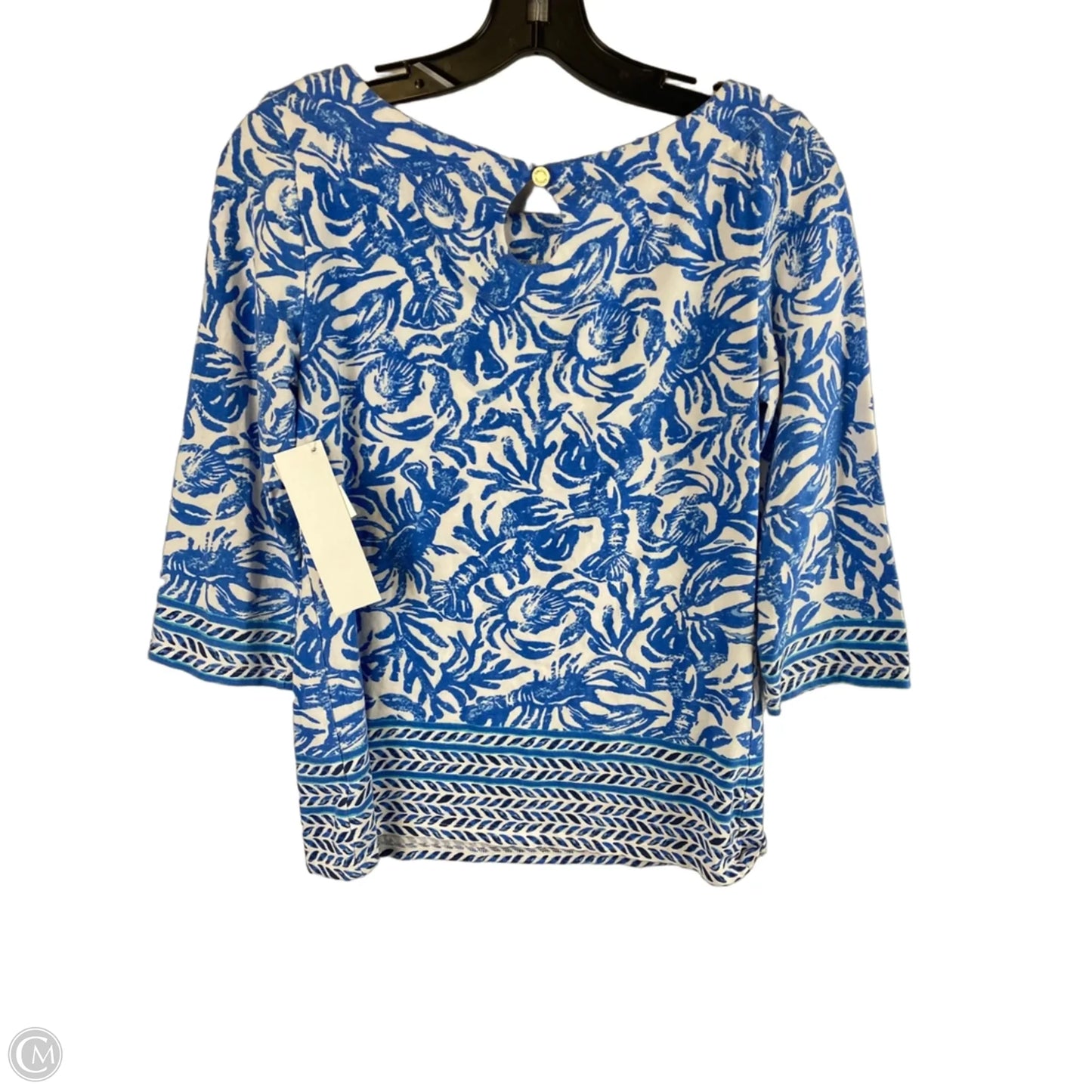 Top Long Sleeve Designer By Lilly Pulitzer In Blue & White, Size: S