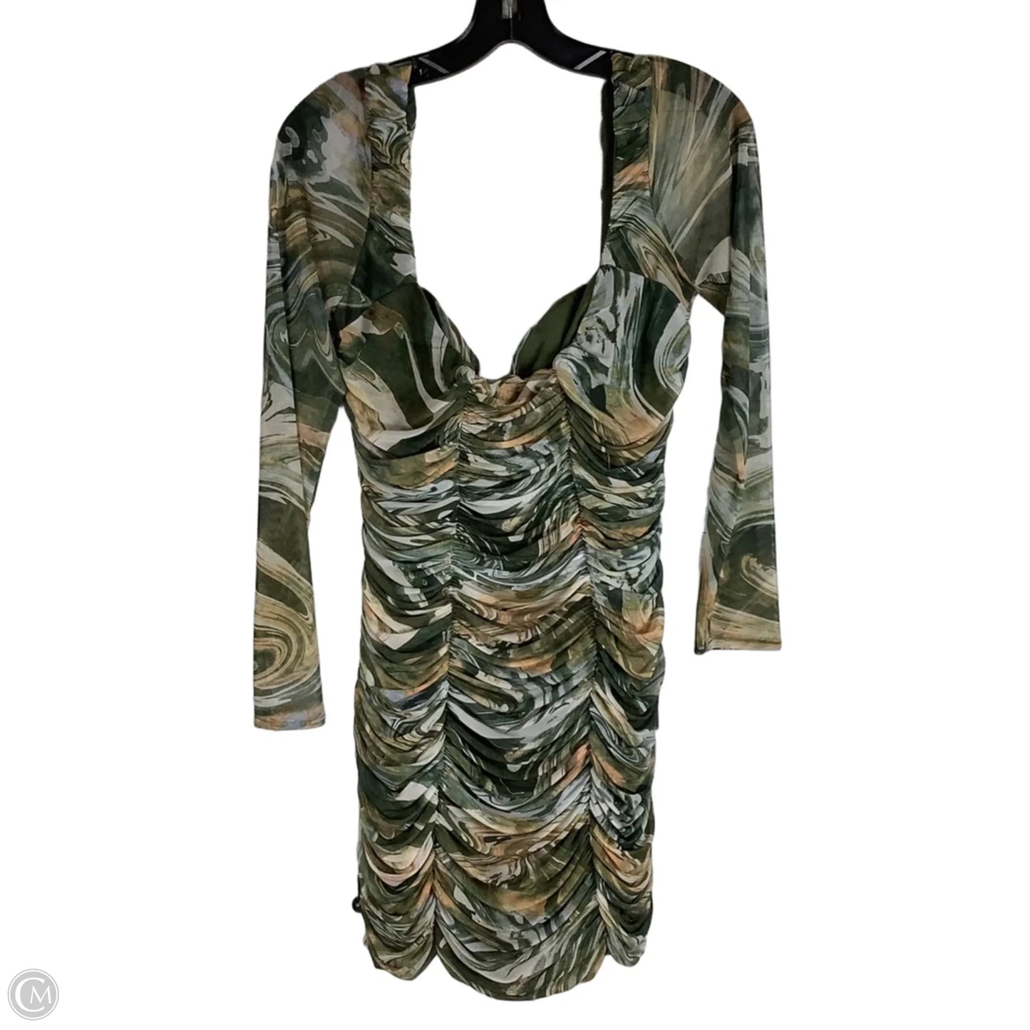 Dress Party Short By Zara In Cream & Green, Size: L