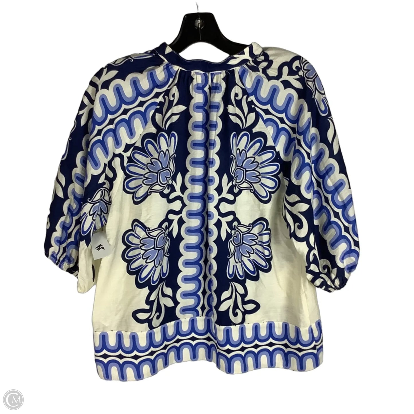 Top Short Sleeve By Thml In Blue & White, Size: M