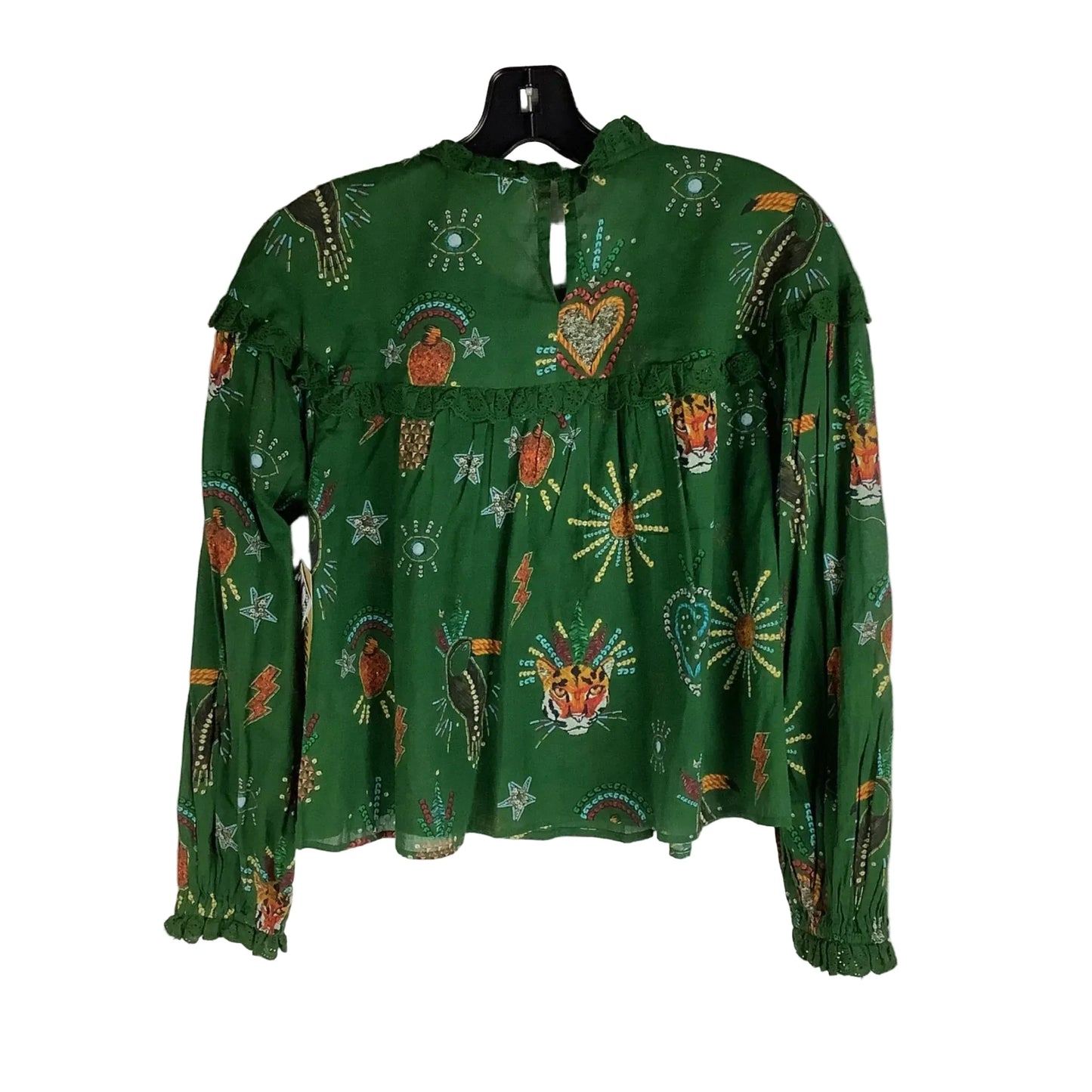 Top Long Sleeve Designer By Farm Rio In Green, Size: Xs