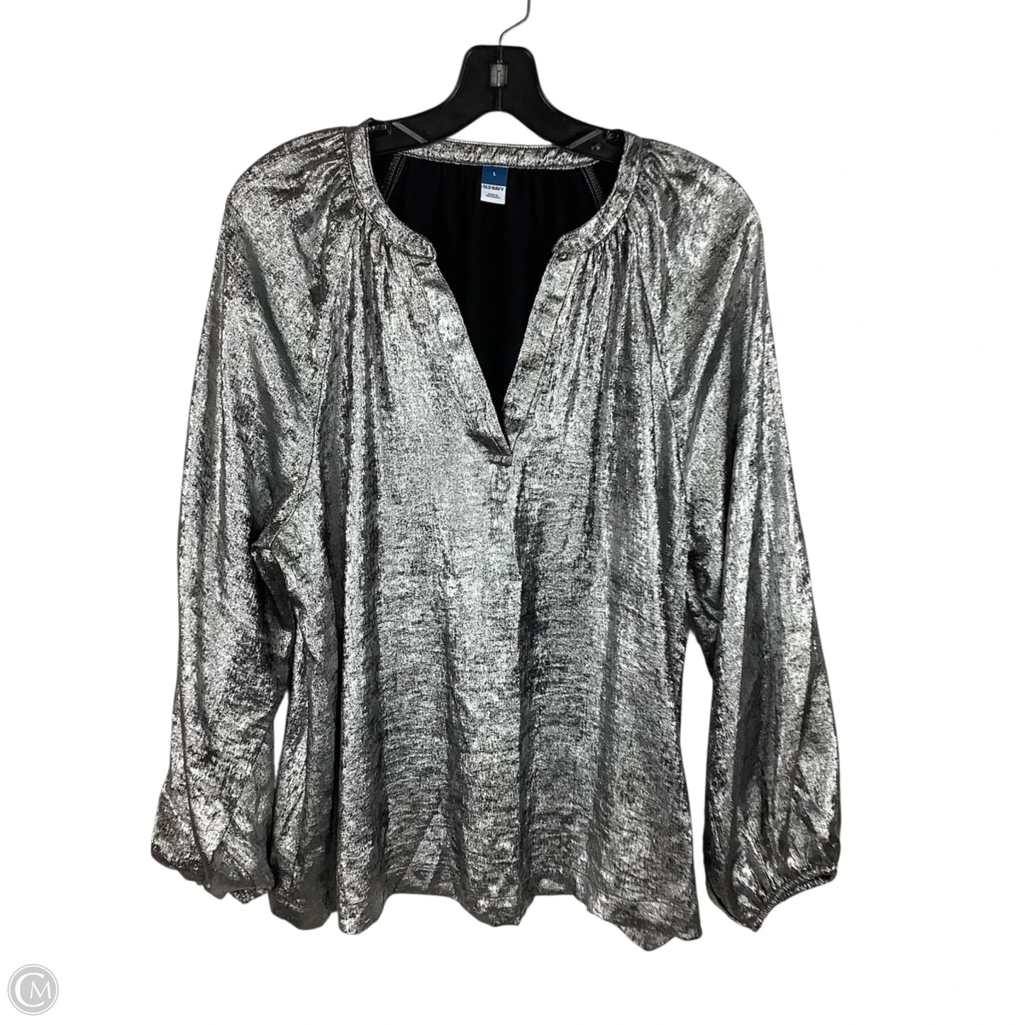 Top Long Sleeve By Old Navy In Silver, Size: L