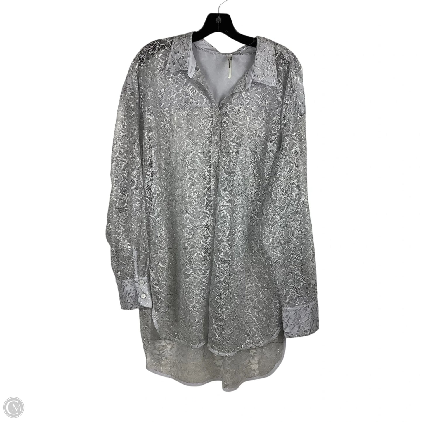 Top Long Sleeve By Anthropologie In Silver, Size: Xl