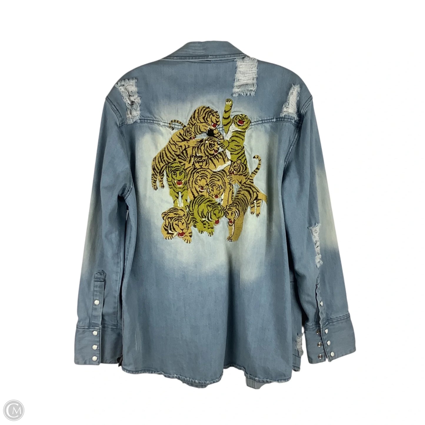 Shirt Jacket Denim By Free People In Blue Denim, Size: M