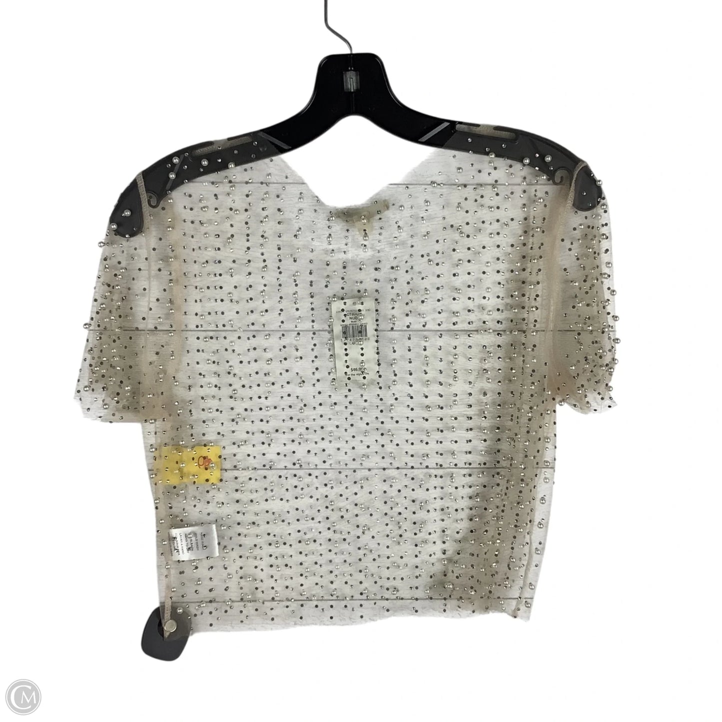 Top Short Sleeve By Endless Blu In Tan/Sheer, Size: L