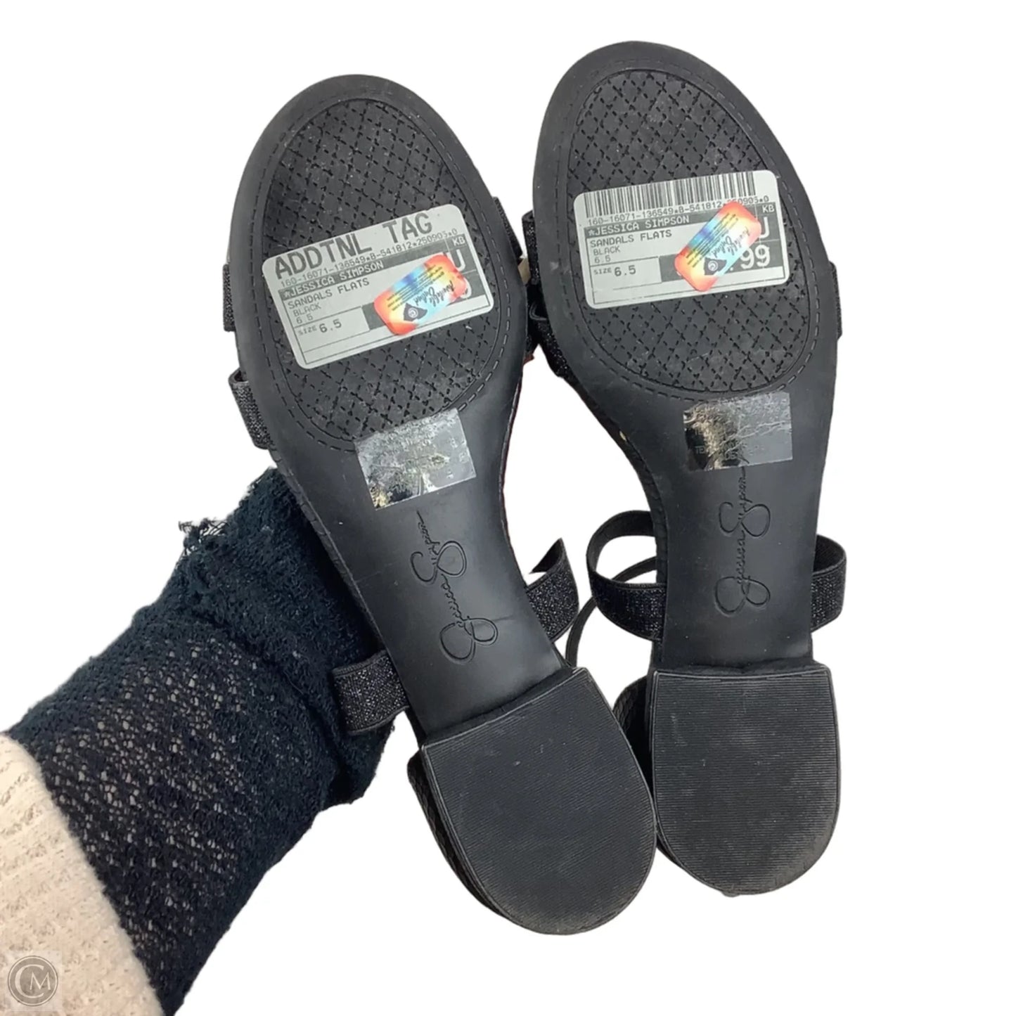 Sandals Flats By Jessica Simpson In Black, Size: 6.5