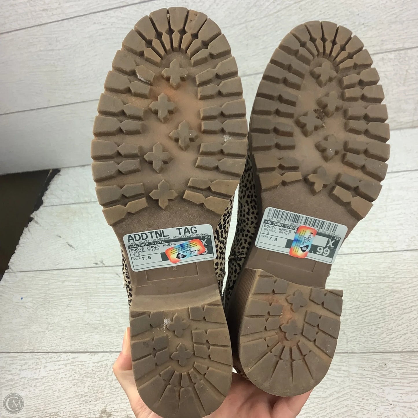 Boots Ankle Heels By Altard State In Animal Print, Size: 7.5