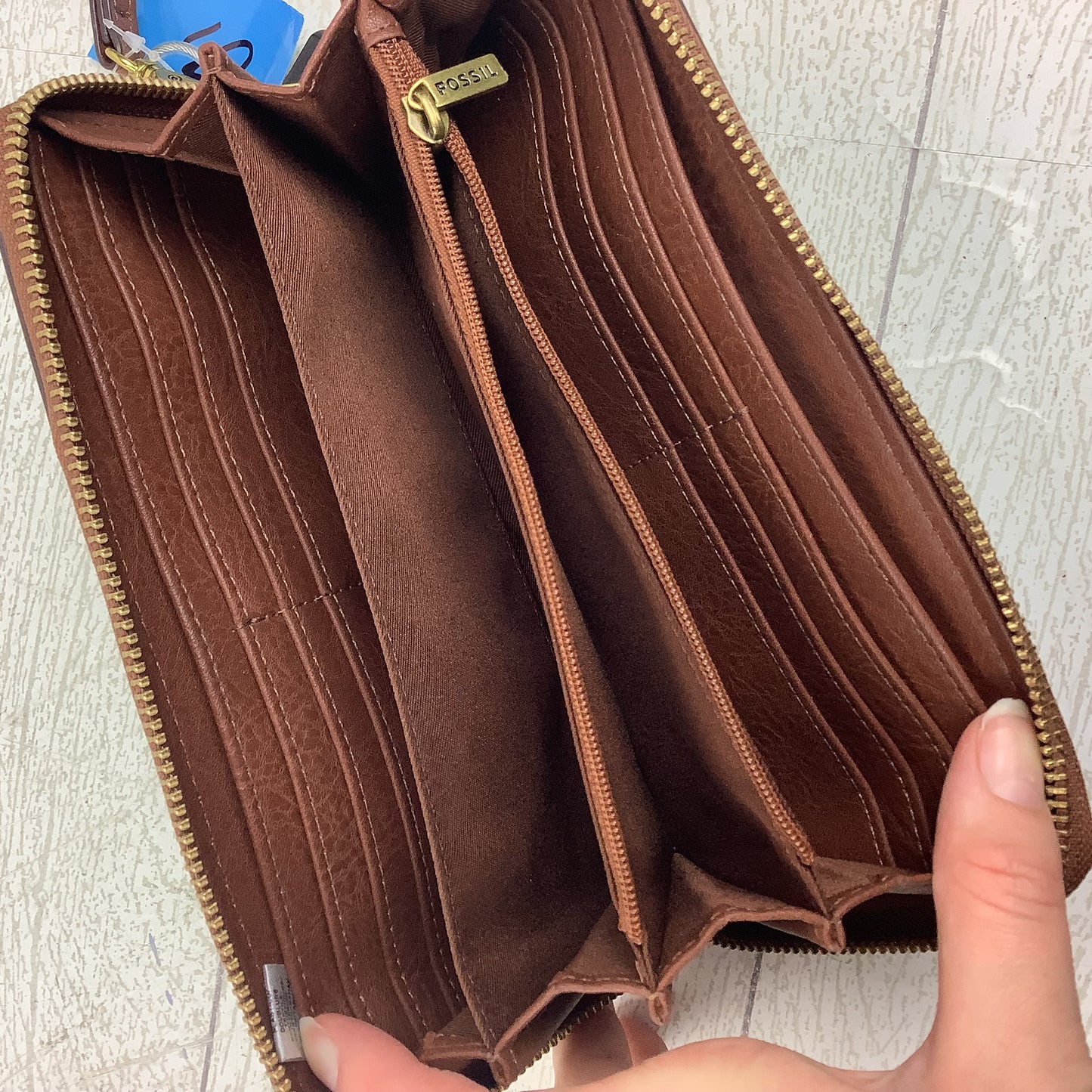 Wallet Leather By Fossil, Size: Large