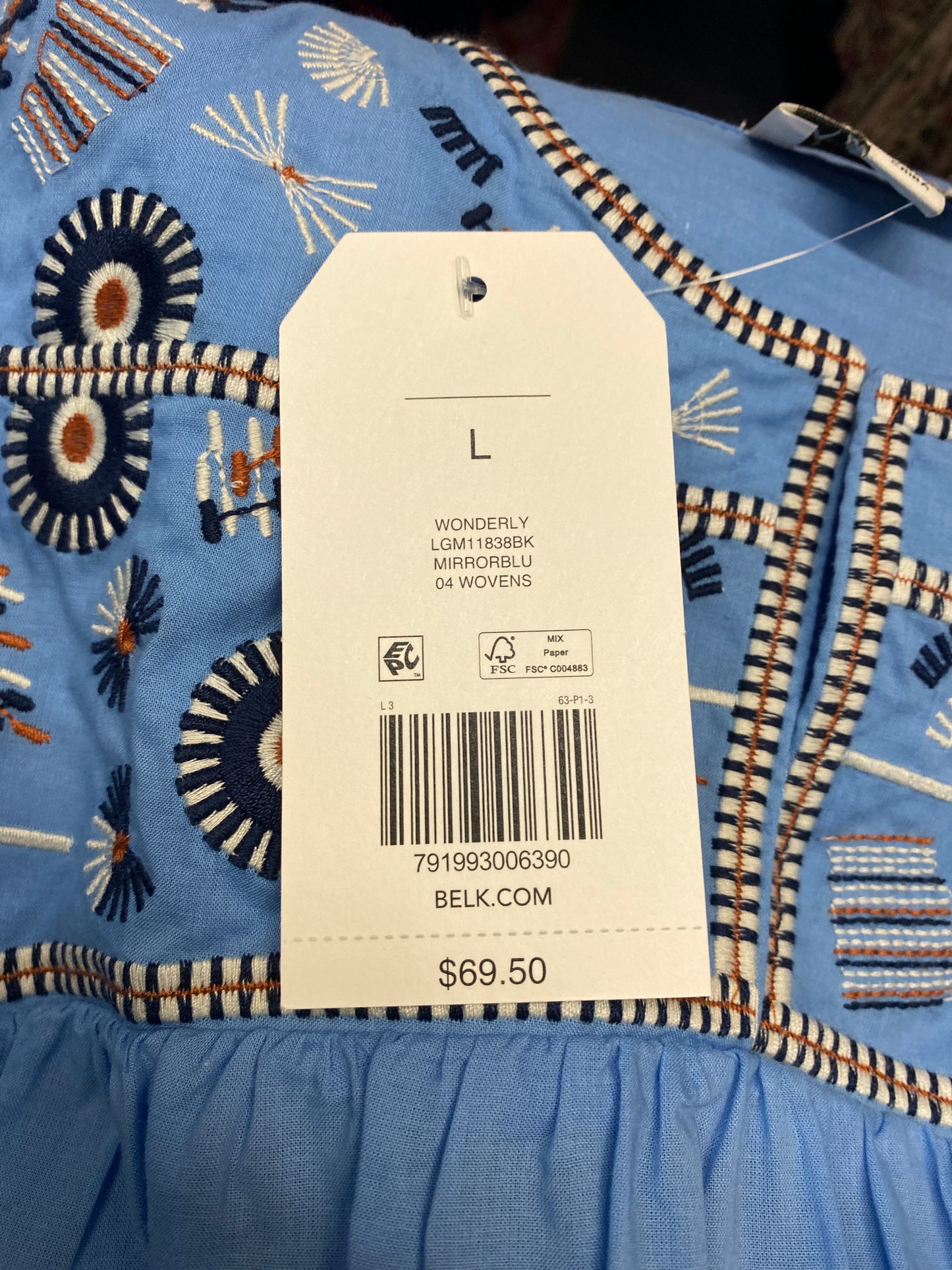 Top Sleeveless By Wonderly In Blue, Size: L