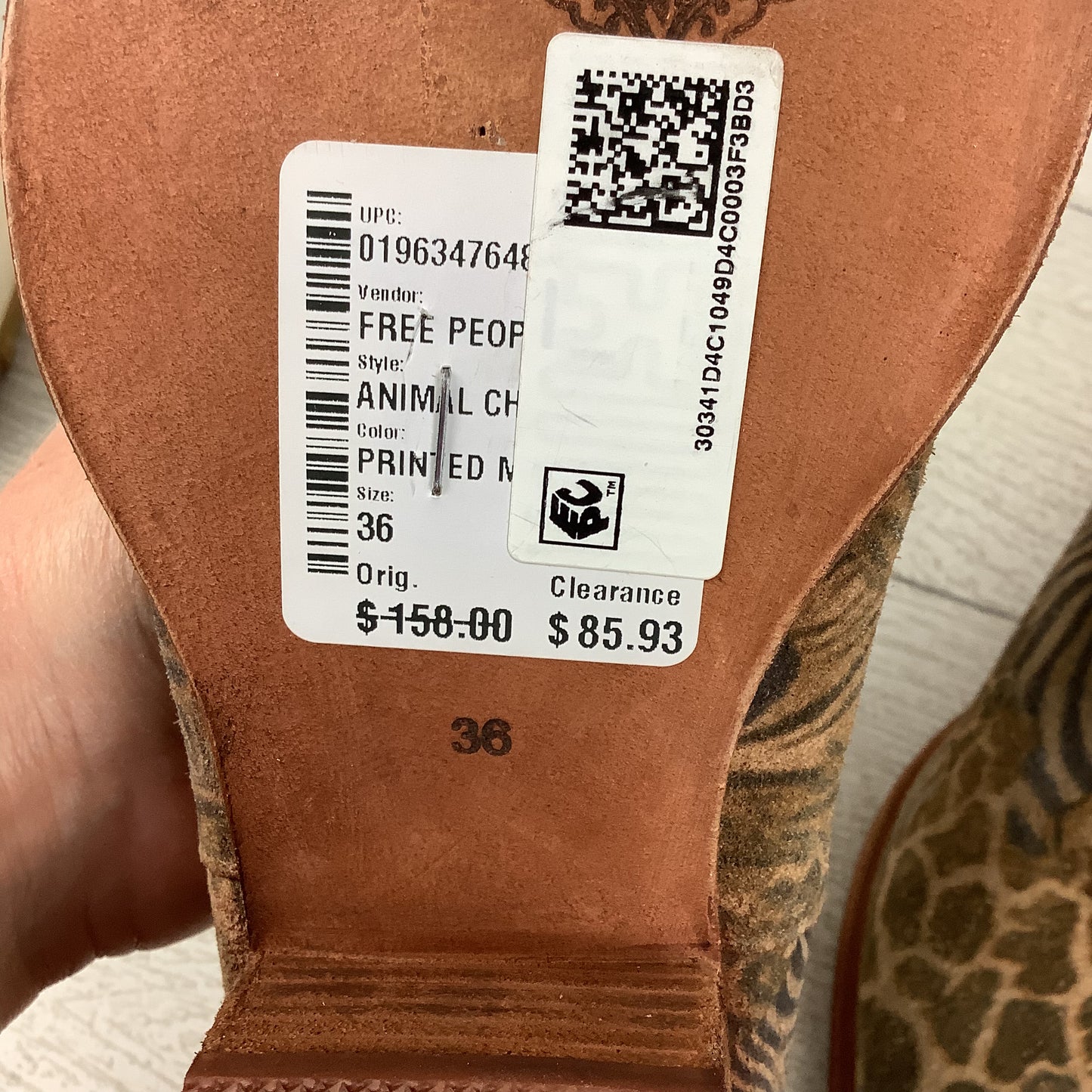 Boots Ankle Heels By Free People In Animal Print, Size: 36