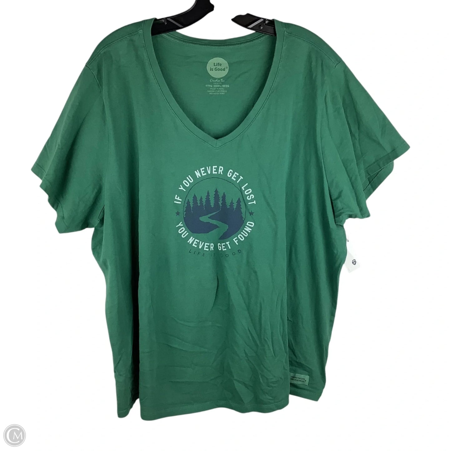 Top Short Sleeve By Life Is Good In Green, Size: 3x