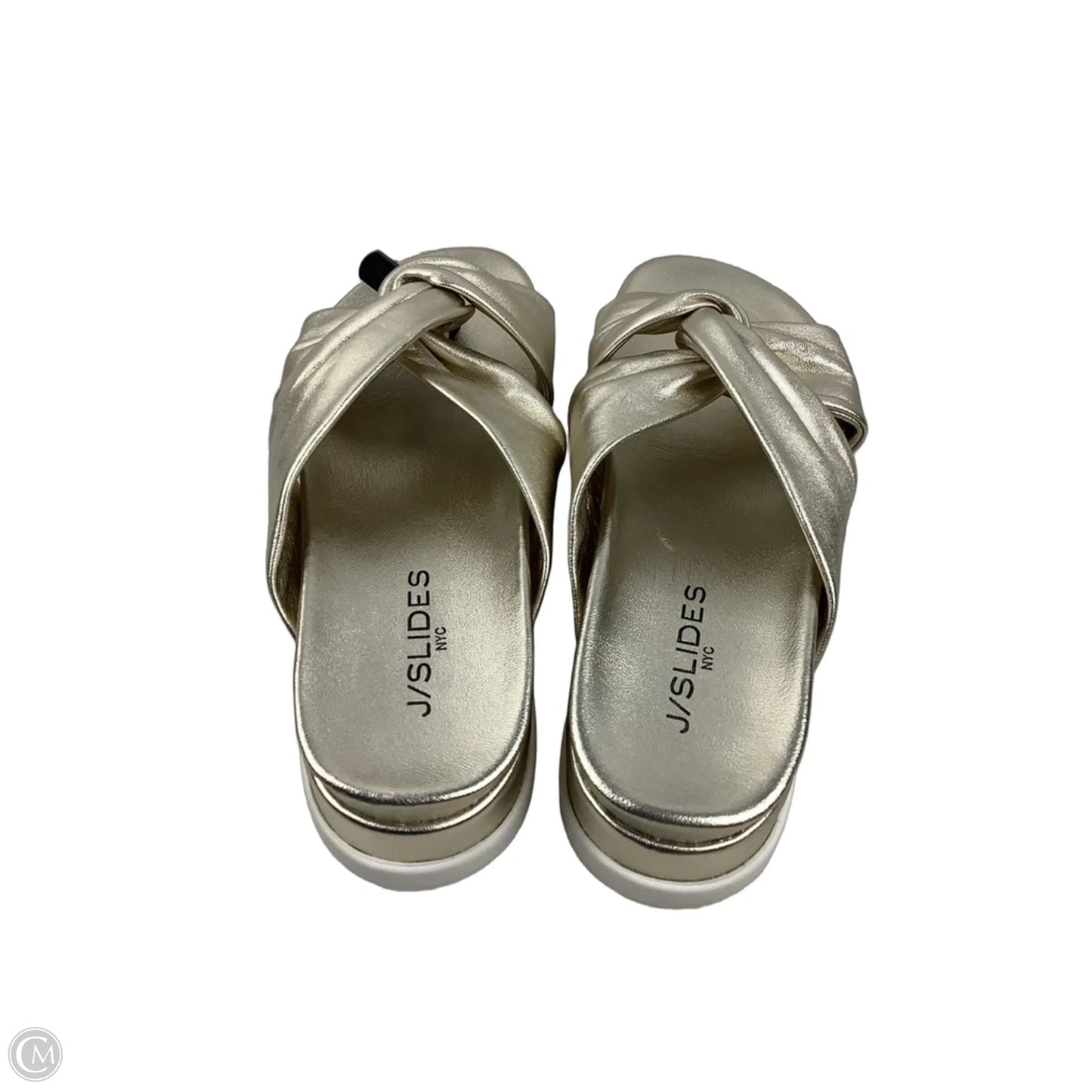 Sandals Heels Platform By J Slides In Gold, Size: 9