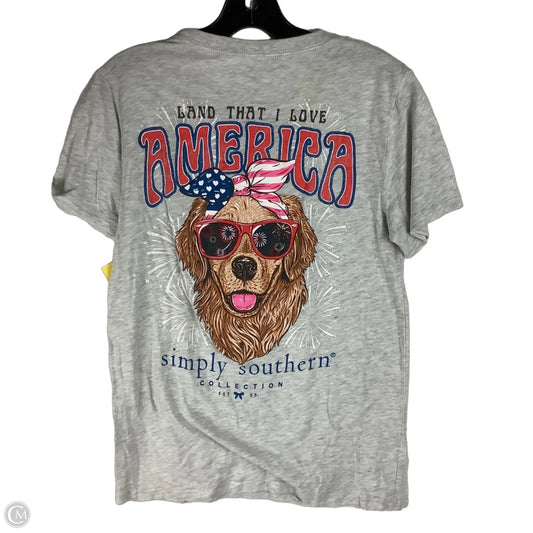 Top Short Sleeve By Simply Southern In Grey, Size: M first picture is back of shirt