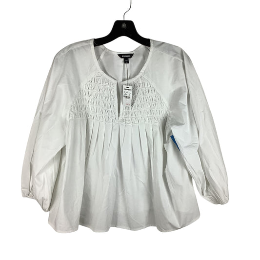 Top Long Sleeve By Express In White, Size: L