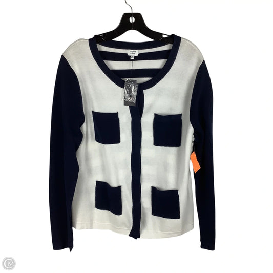 Sweater Cardigan By Crown And Ivy In Blue & White, Size: Xl