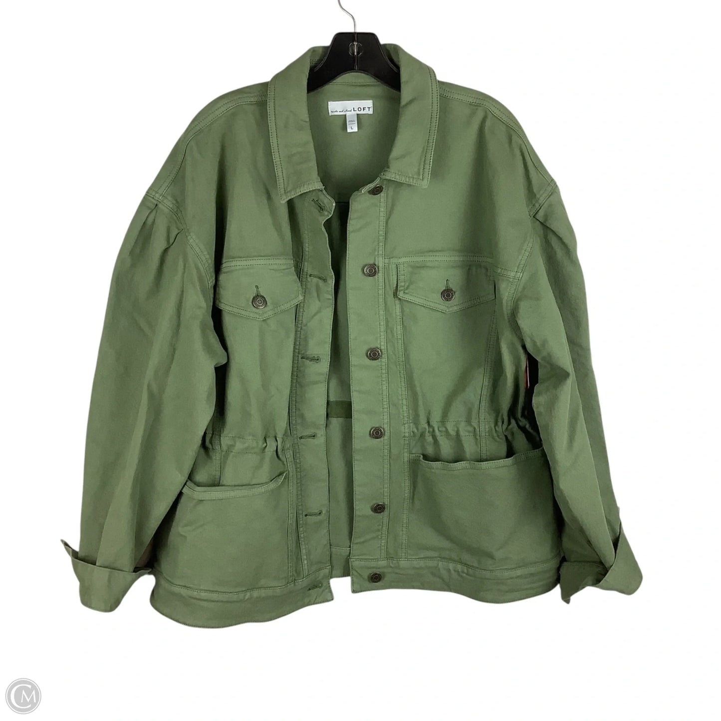 Jacket Denim By Loft In Green Denim, Size: L