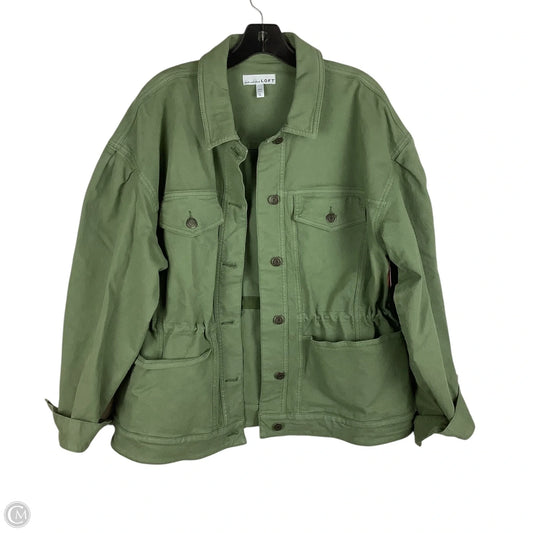 Jacket Denim By Loft In Green Denim, Size: L