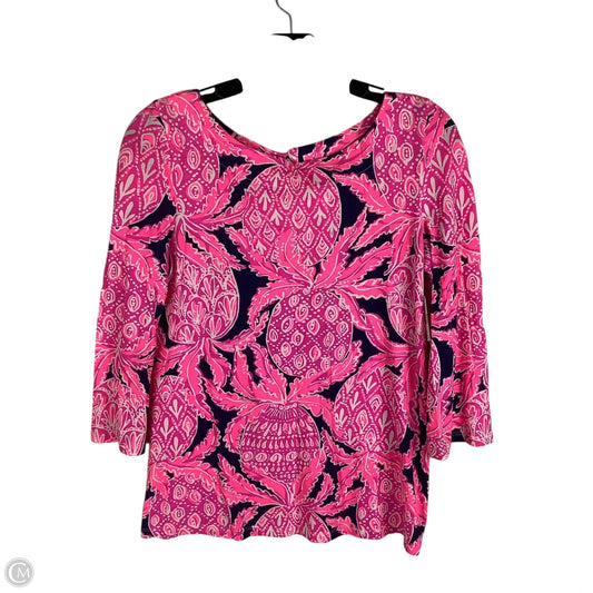 Top Long Sleeve Designer By Lilly Pulitzer In Blue & Pink, Size: Xs