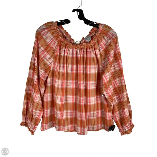 Top Long Sleeve By J. Crew In Plaid Pattern, Size: L