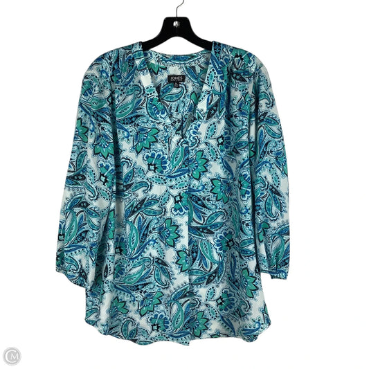 Top Long Sleeve By Jones New York In Paisley Print, Size: Xl