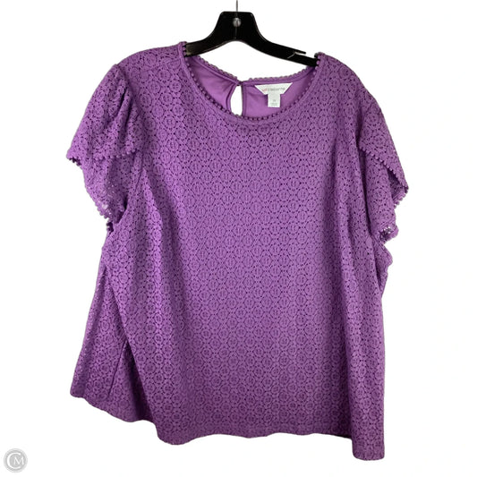 Top Short Sleeve By Liz Claiborne In Purple, Size: 2x