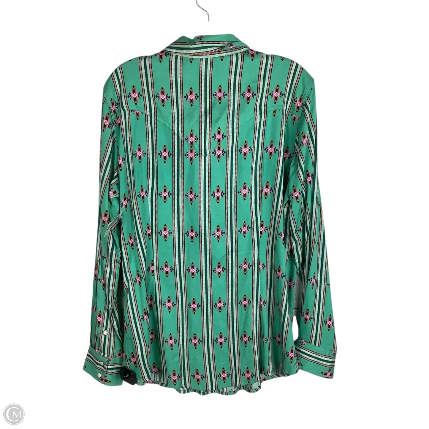 Top Long Sleeve By Wrangler In Green, Size: L