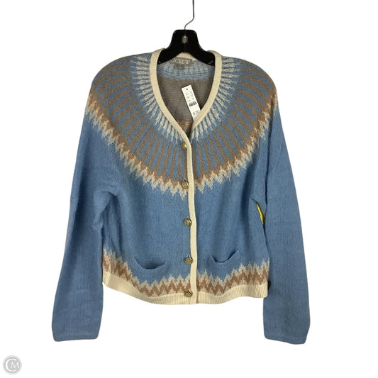 Sweater Cardigan By J. Crew In Blue & Cream, Size: Xl