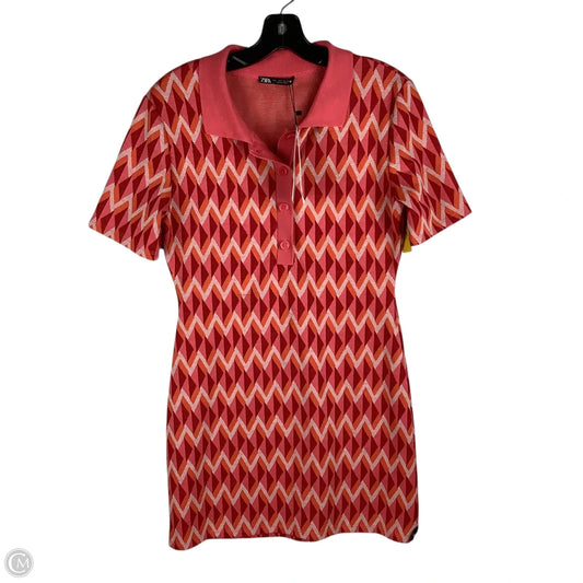 Dress Casual Short By Zara In Orange & Pink, Size: L