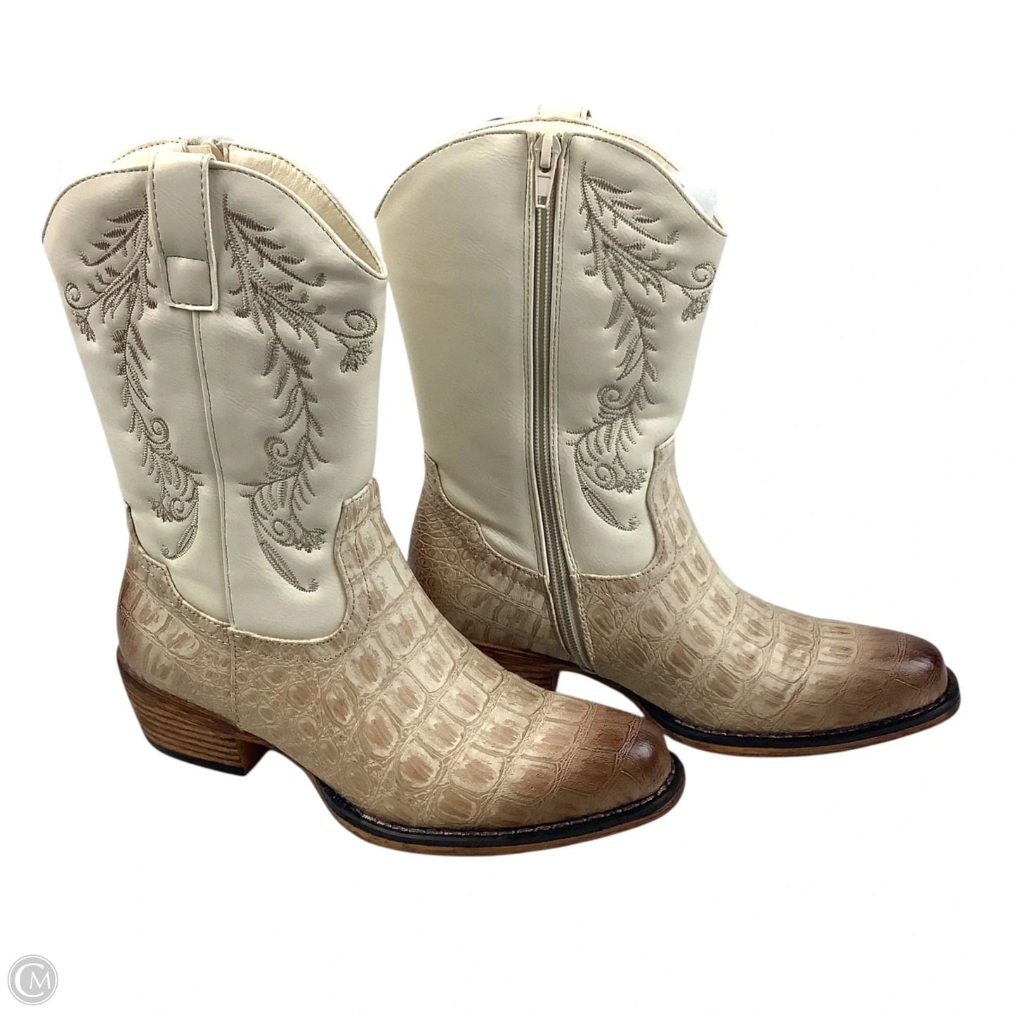 Boots Western By Pierre Dumas In Cream, Size: 6.5