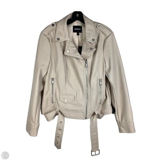 Jacket Moto By Express In Cream, Size: L