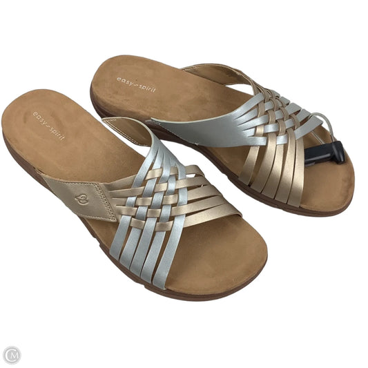 Sandals Flats By Easy Spirit In Gold & Silver, Size: 10