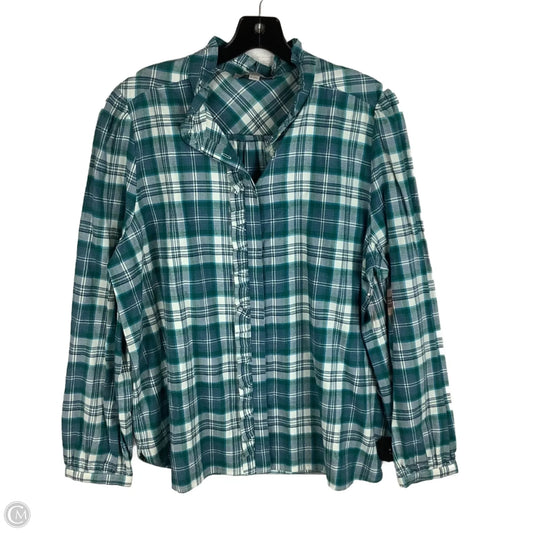 Top Long Sleeve By Loft In Plaid Pattern, Size: Xl