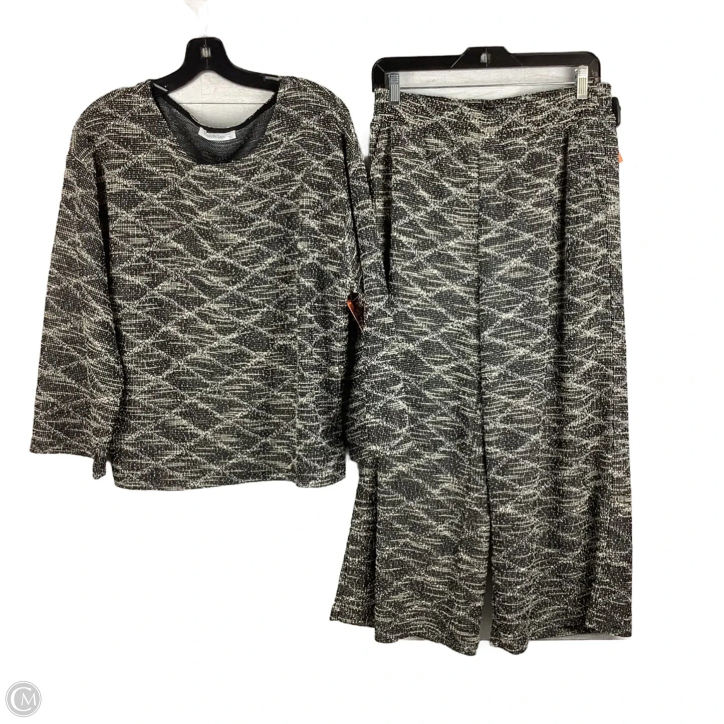 Pants Set 2pc By See And Be Seen In Black & Cream, Size: L