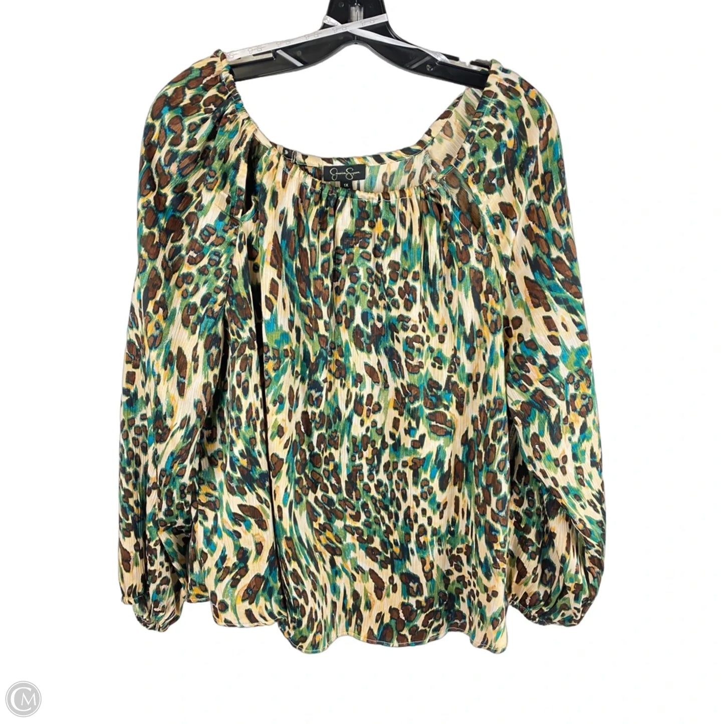 Top Long Sleeve By Jessica Simpson In Animal Print, Size: 1x