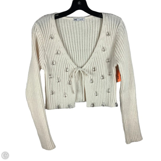Sweater Cardigan By Zara In Cream, Size: L