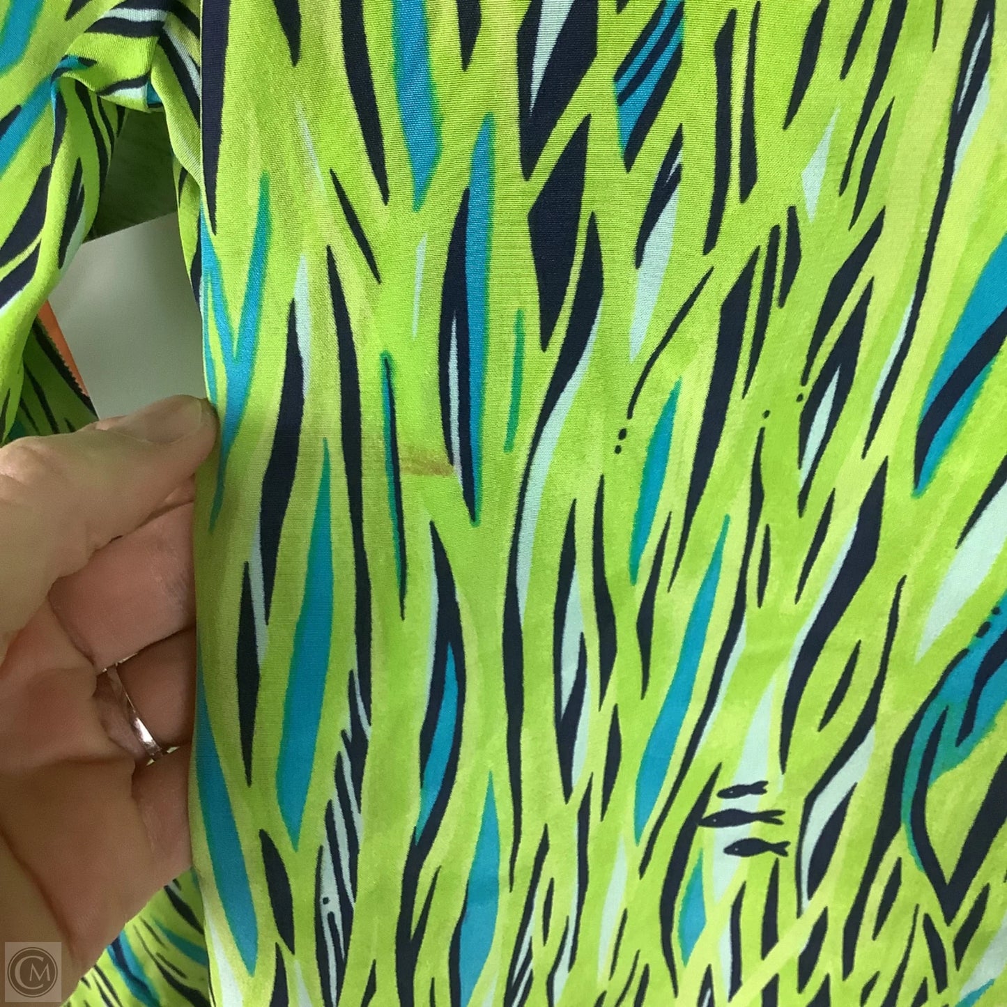 Top Long Sleeve Designer By Lilly Pulitzer In Blue & Green, Size: 10