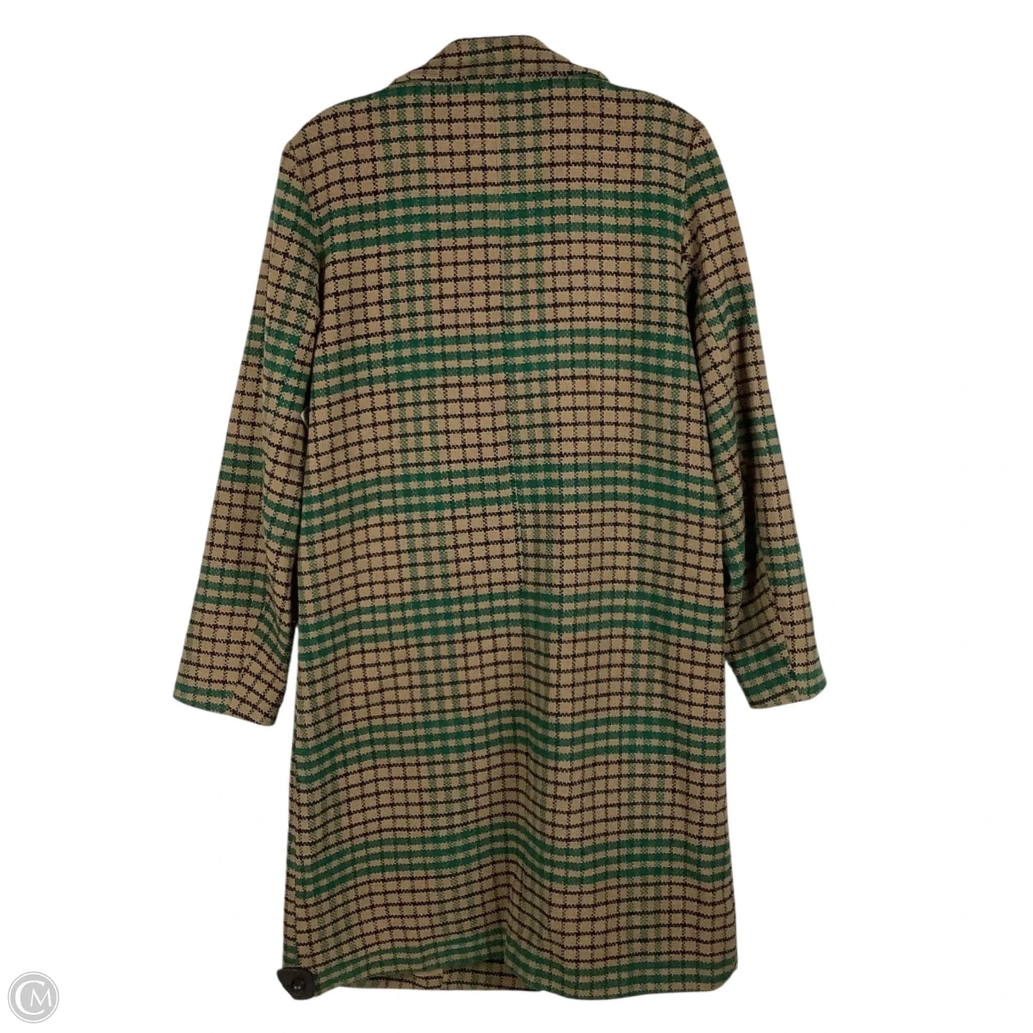 Coat Trench Coat By Cmc In Plaid Pattern, Size: M