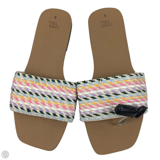 Sandals Flats By Time And Tru In Multi-colored, Size: 8