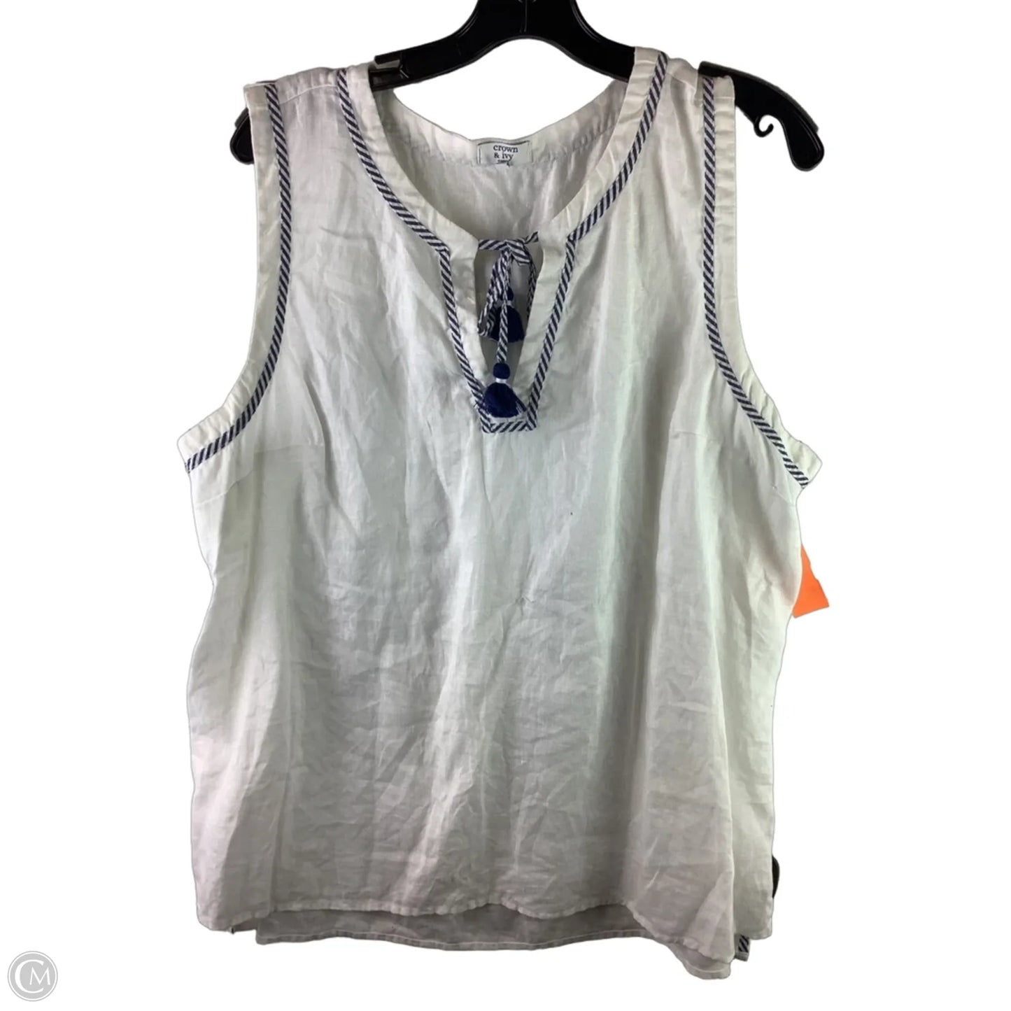 Top Sleeveless By Crown And Ivy In White, Size: 2x 100% linen