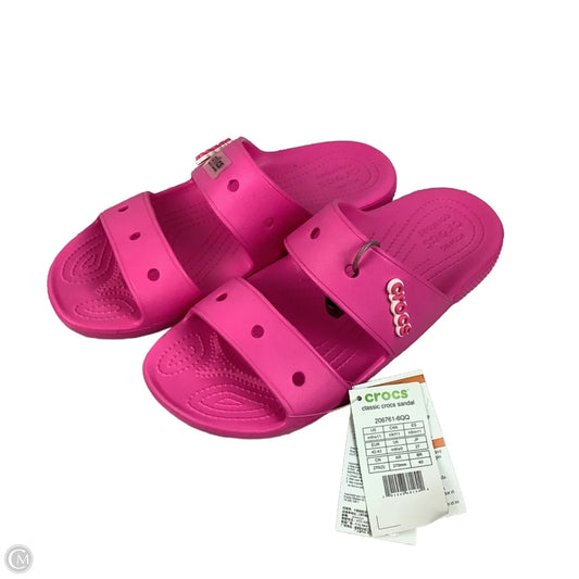 Sandals Flats By Crocs In Pink, Size: 11