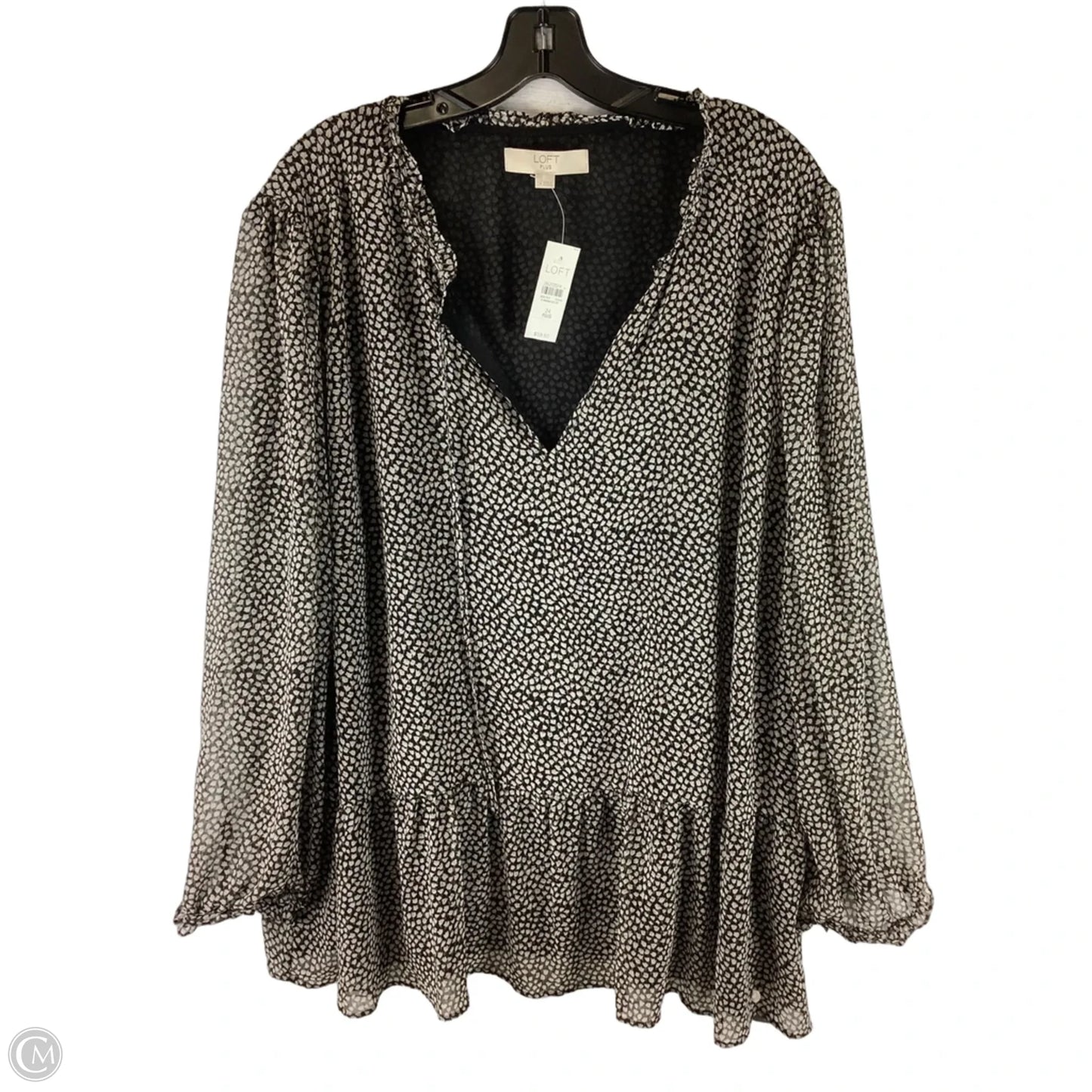 Top Long Sleeve By Loft In Black & White, Size: 3x