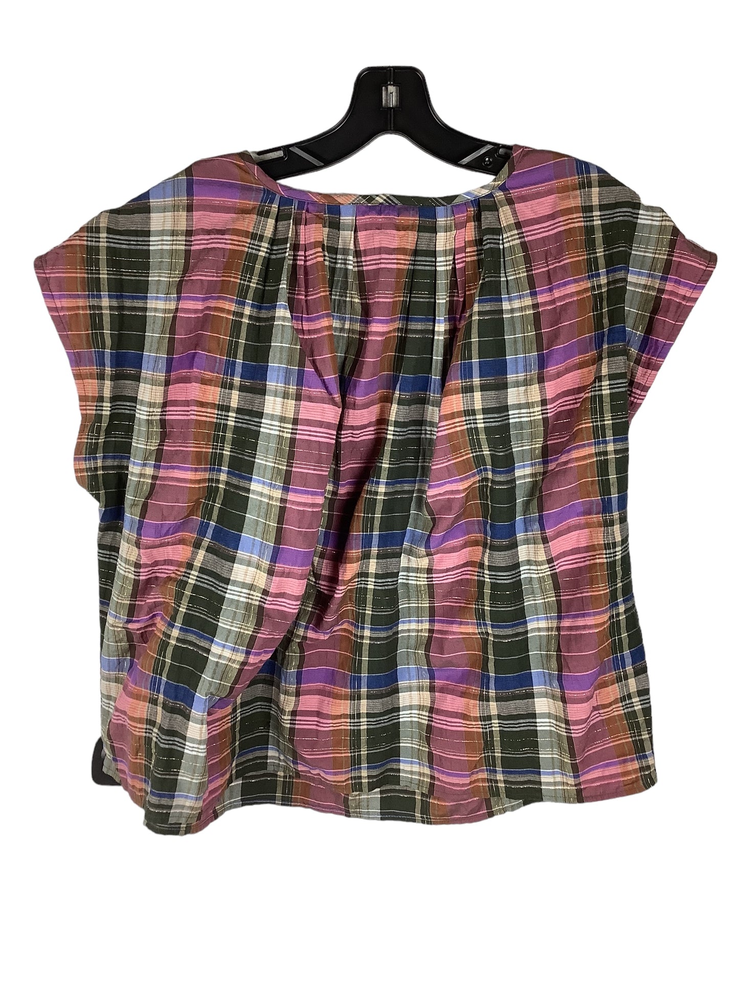 Top Short Sleeve By Corey Lynn Calter In Plaid Pattern, Size: S