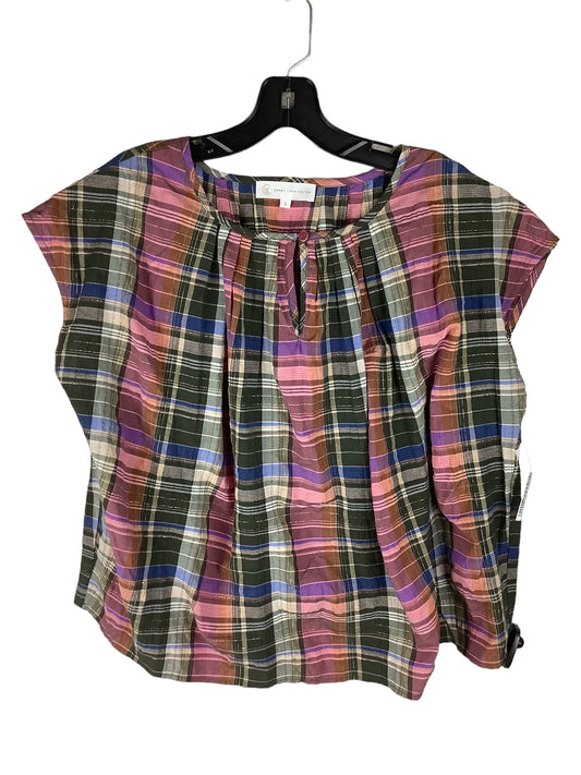 Top Short Sleeve By Corey Lynn Calter In Plaid Pattern, Size: S