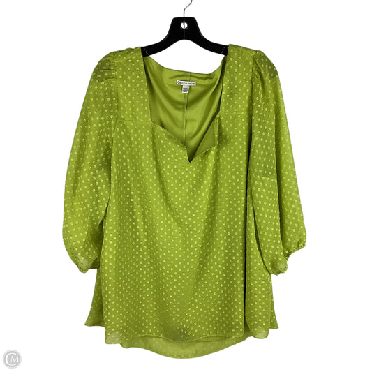 Top Long Sleeve By Cato In Green, Size: 2x (22/24)