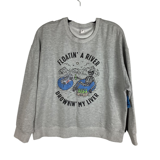 Sweatshirt Crewneck By Clothes Mentor In Grey, Size: L