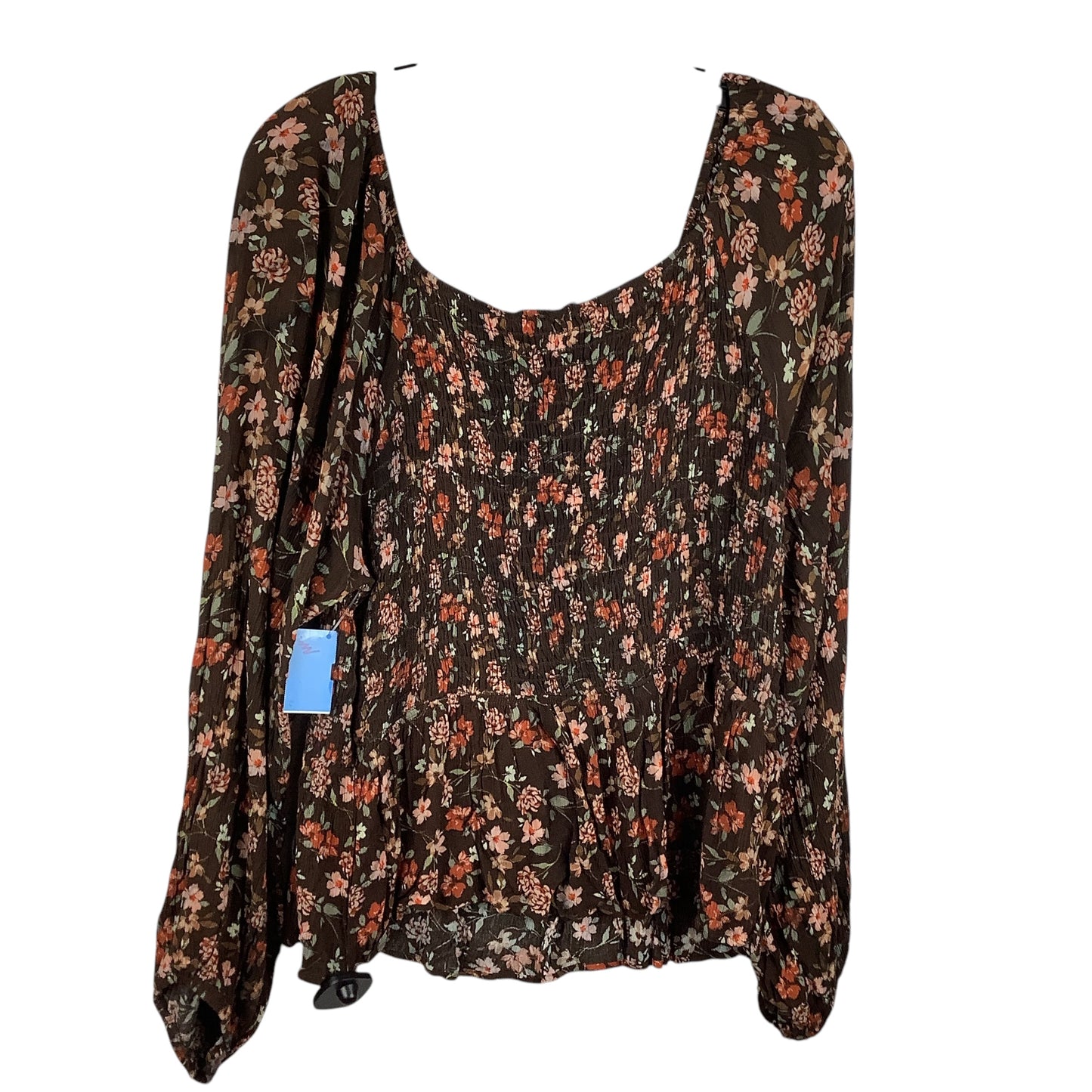 Top Long Sleeve By White Birch In Brown, Size: 2x