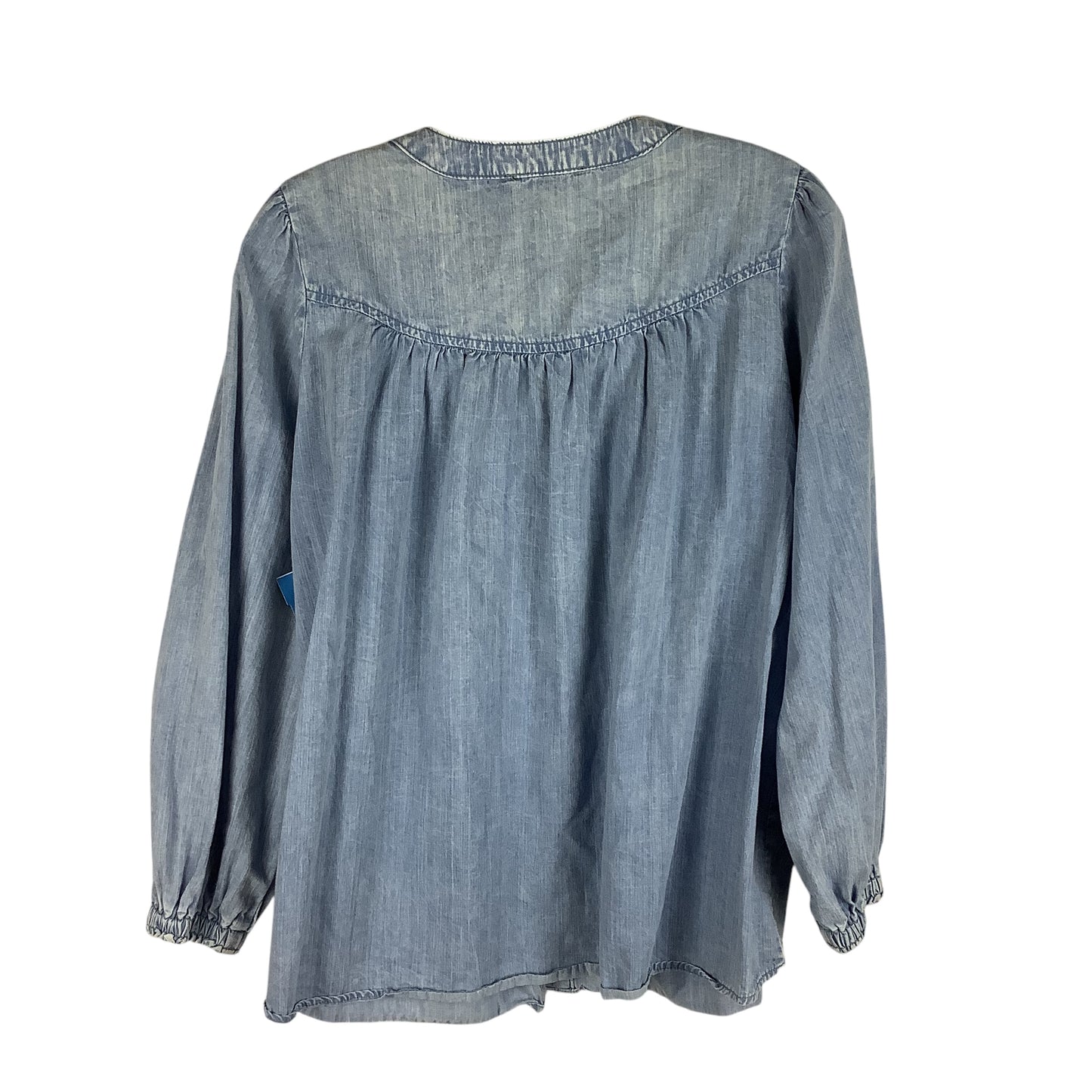 Top Long Sleeve By Doe & Rae In Blue Denim, Size: M