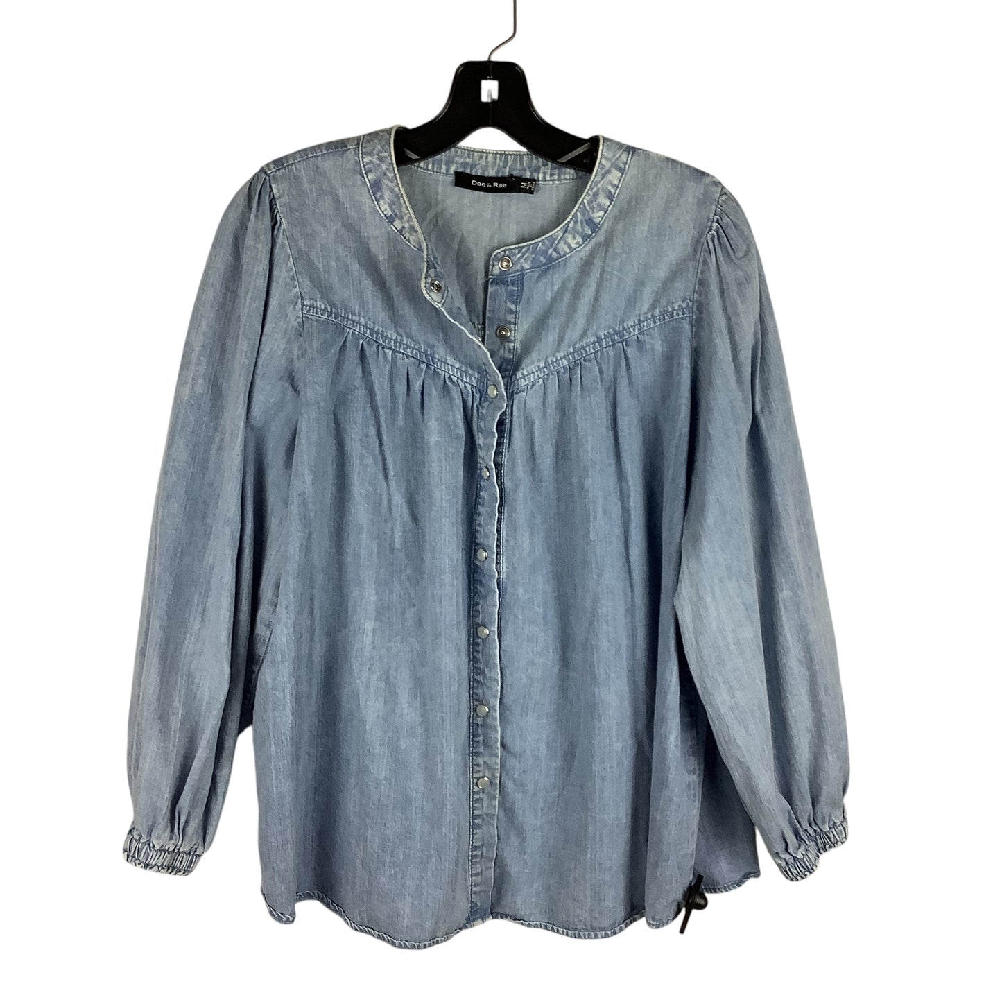 Top Long Sleeve By Doe & Rae In Blue Denim, Size: M