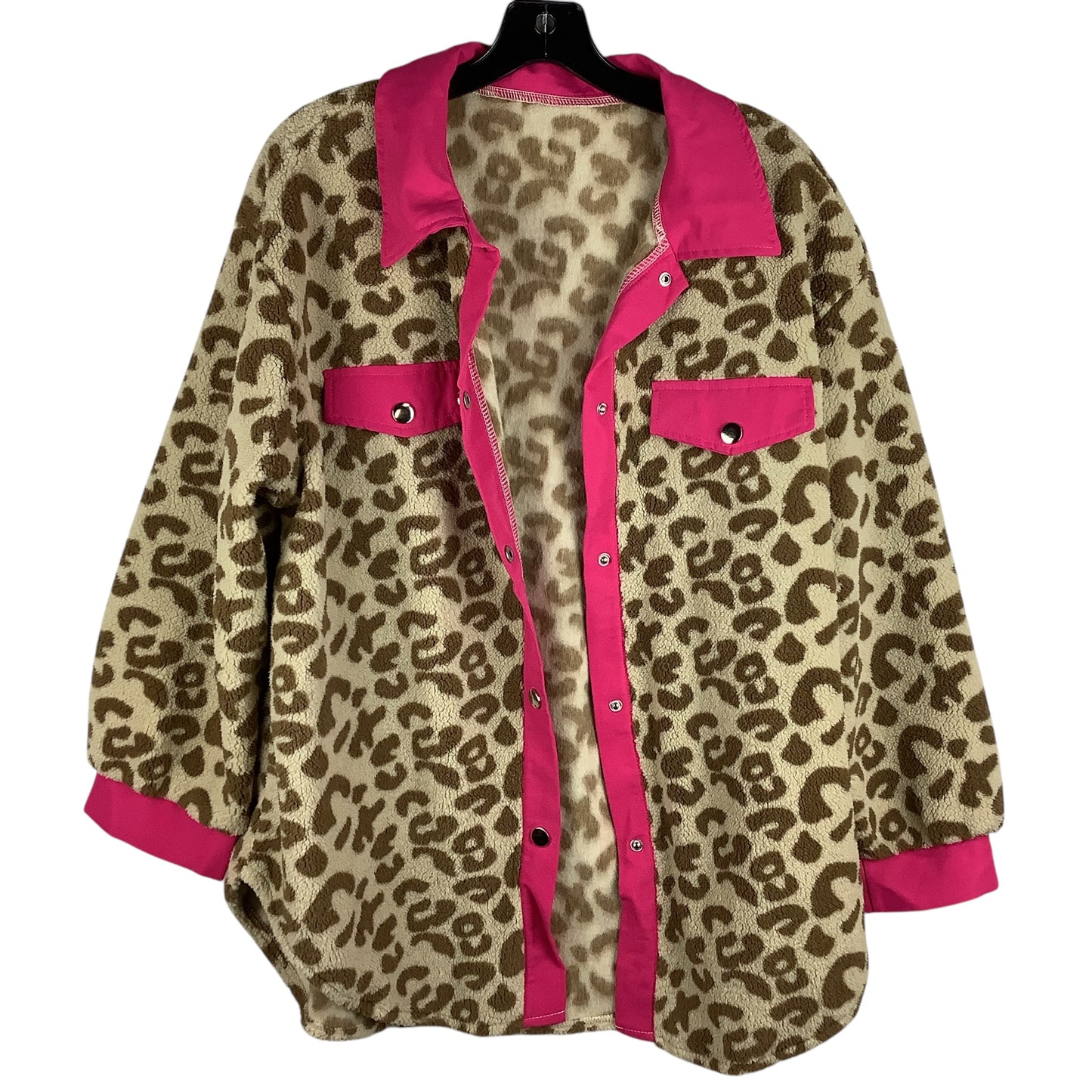 Jacket Faux Fur & Sherpa By Clothes Mentor In Animal Print, Size: L